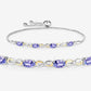 1.81 Carat Genuine Tanzanite and White Topaz .925 Sterling Silver Bracelet