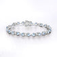 7.36 Carat Genuine Aquamarine and White Diamond .925 Sterling Silver Bracelet