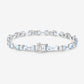 7.36 Carat Genuine Aquamarine and White Diamond .925 Sterling Silver Bracelet
