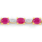 2.01 Carat Genuine Ruby and White Diamond .925 Sterling Silver Bracelet
