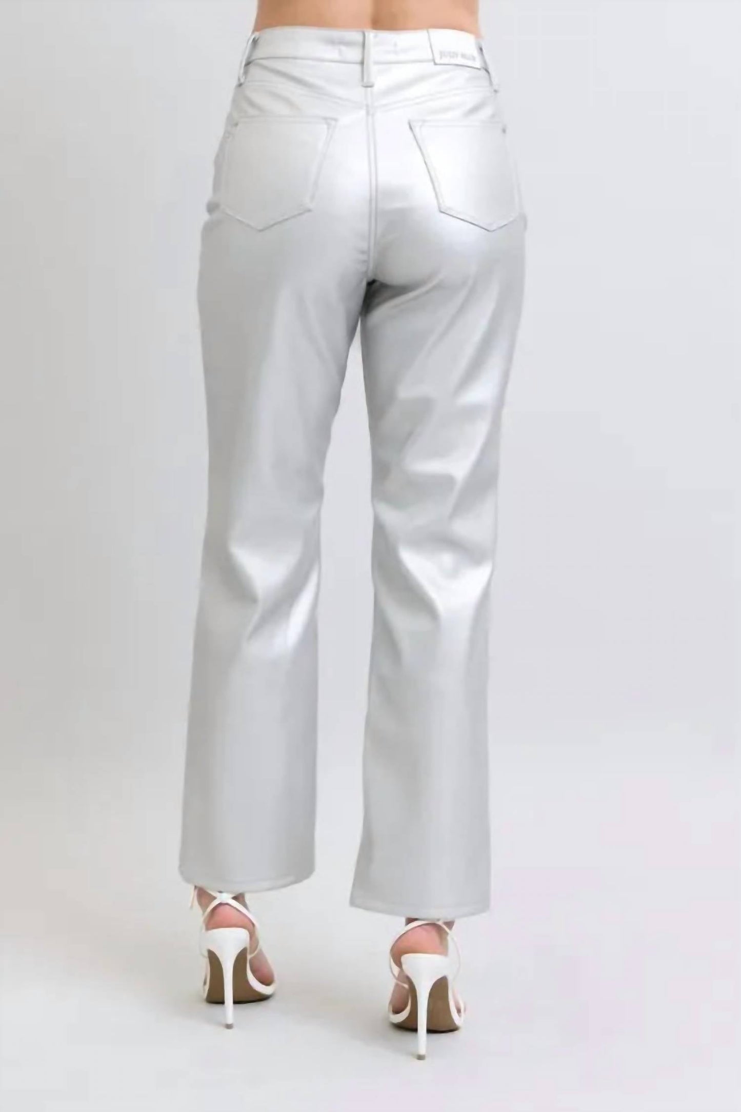 Trendsi - Women's Judy Blue Full Size High Waist Silver Faux Leather Pants Plus Size