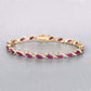 7.78 Carat Genuine Ruby and White Diamond 10K Yellow Gold Bracelet