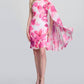 Joseph Ribkoff - Women's Chiffon Floral One Shoulder Cape Dress