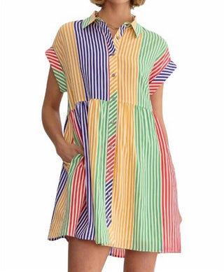 Entro - Nikki Stripes Mini Shirt Dress