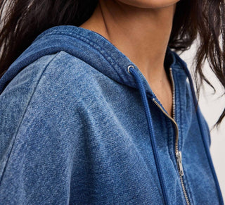 Good American - Jeanius Zip Up Hoodie