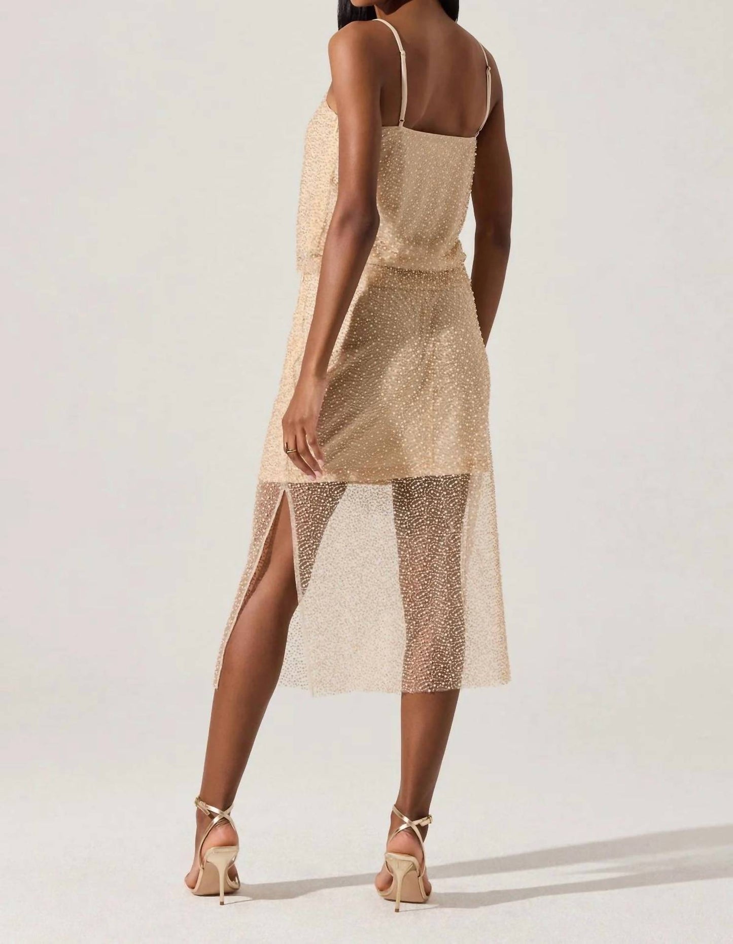 Astr - Messina Beaded Pearl Midi Illusion Skirt