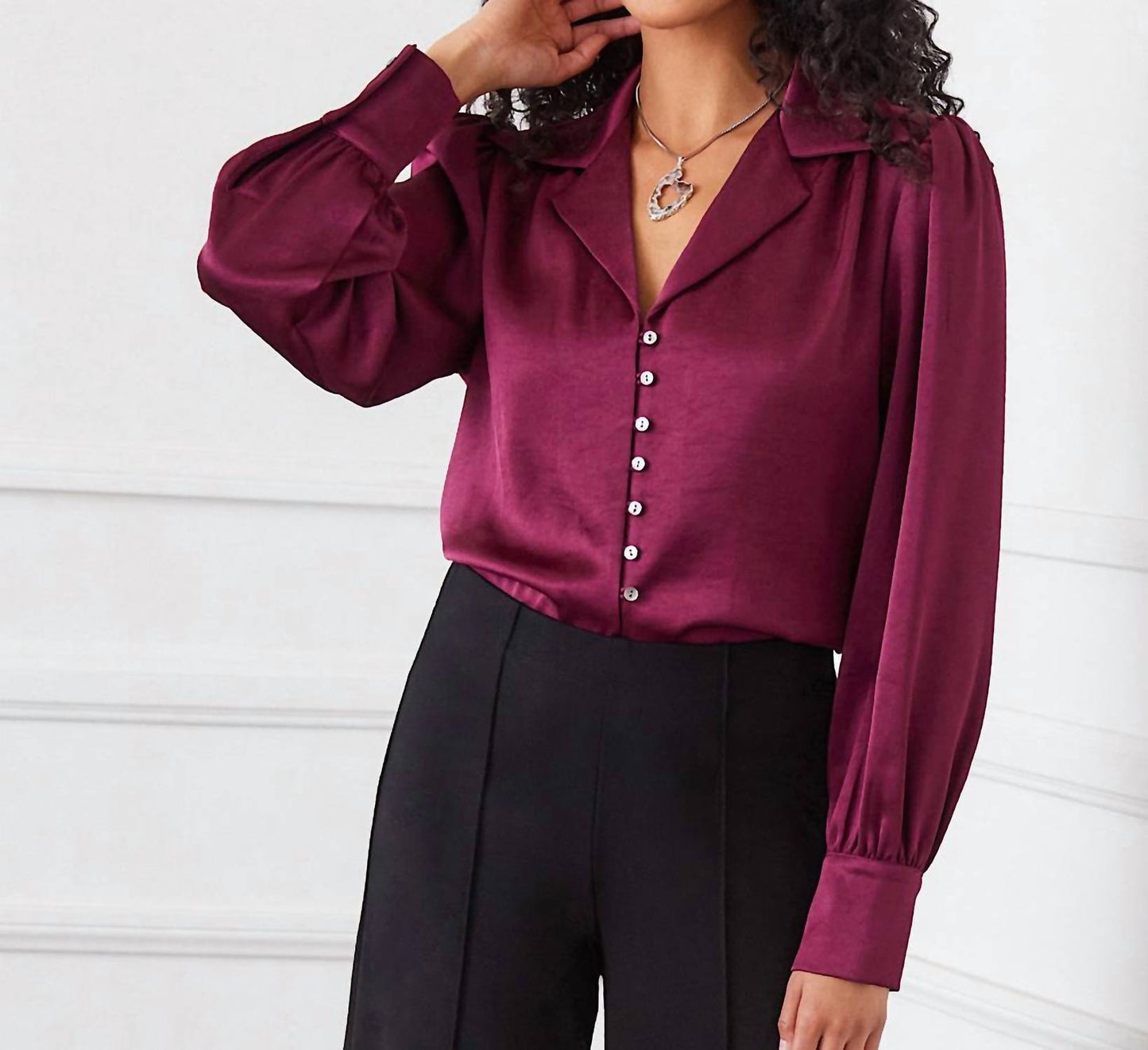 Karen Kane - Shirred Satin Blouse
