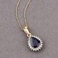 2.09 Carat Genuine Blue Sapphire and White Diamond 14K Yellow Gold Pendant