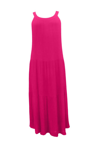 Paparazzi - Women's Crinkle Crepe Solid Tiered Maxi Tank Dress