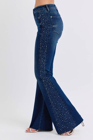 Judy Blue - Rhinestone Side Panel Detail Flare Jeans