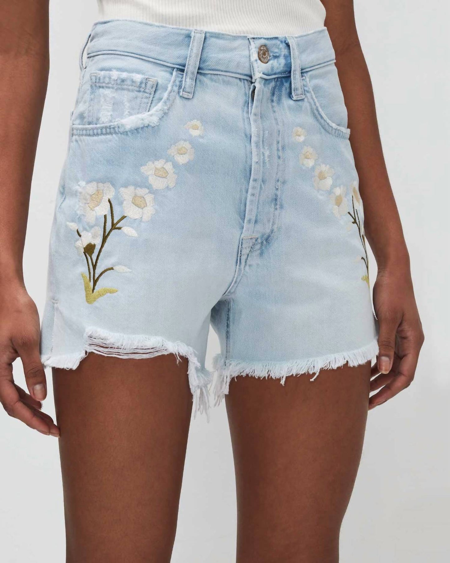 7 For All Mankind - Cut Off Embroidered Shorts