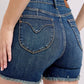 Judy Blue - High Waist Tummy Control Fray Hem & Shield Back Pockets Denim Short