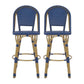 Outdoor Rattan And Aluminum French Barstools (Set of 2)
