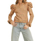 &Merci - Ruffled Shoulder Mix Knit Sweater