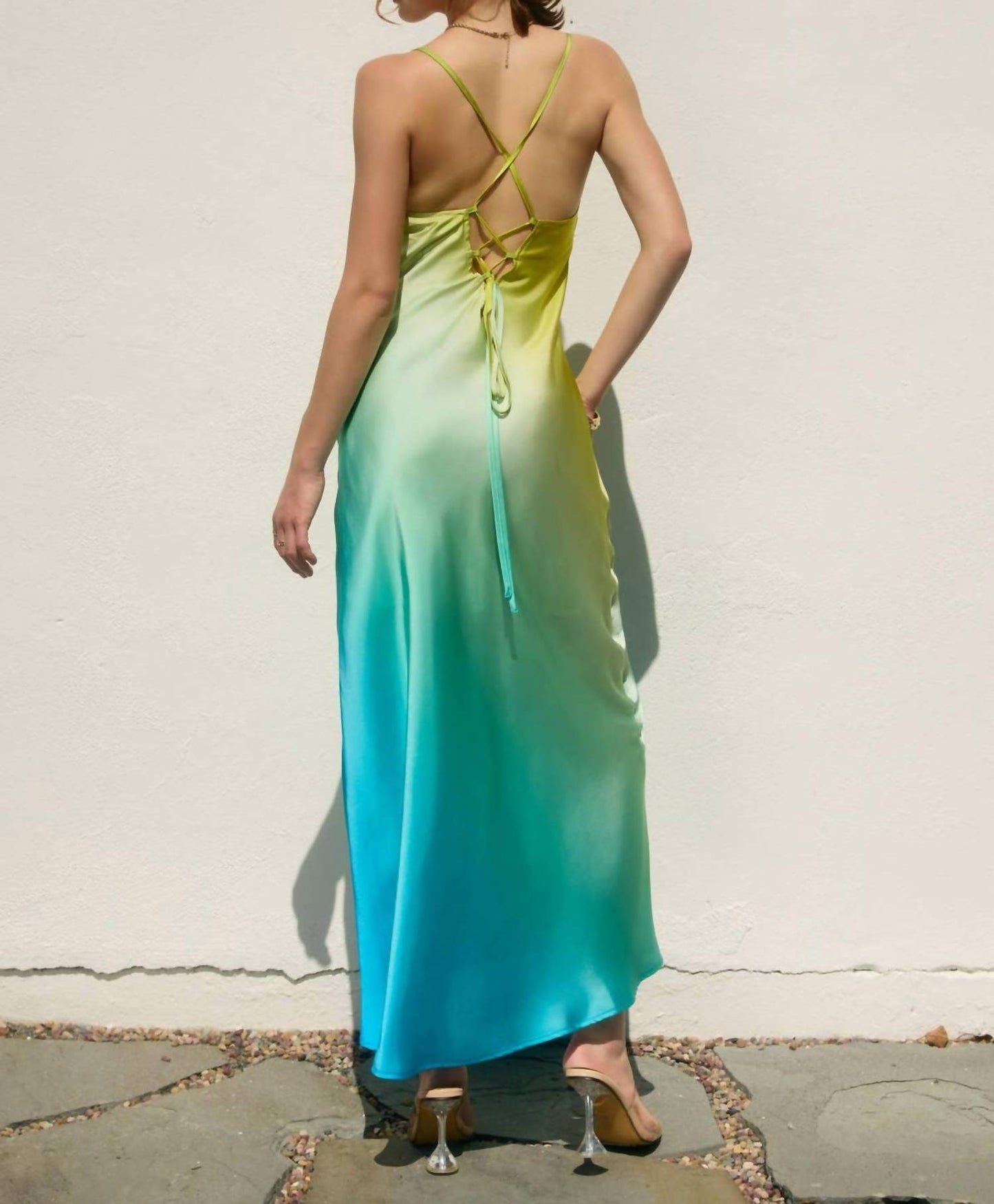Dress Forum - Satin Ombre Criss Cross Back Dress