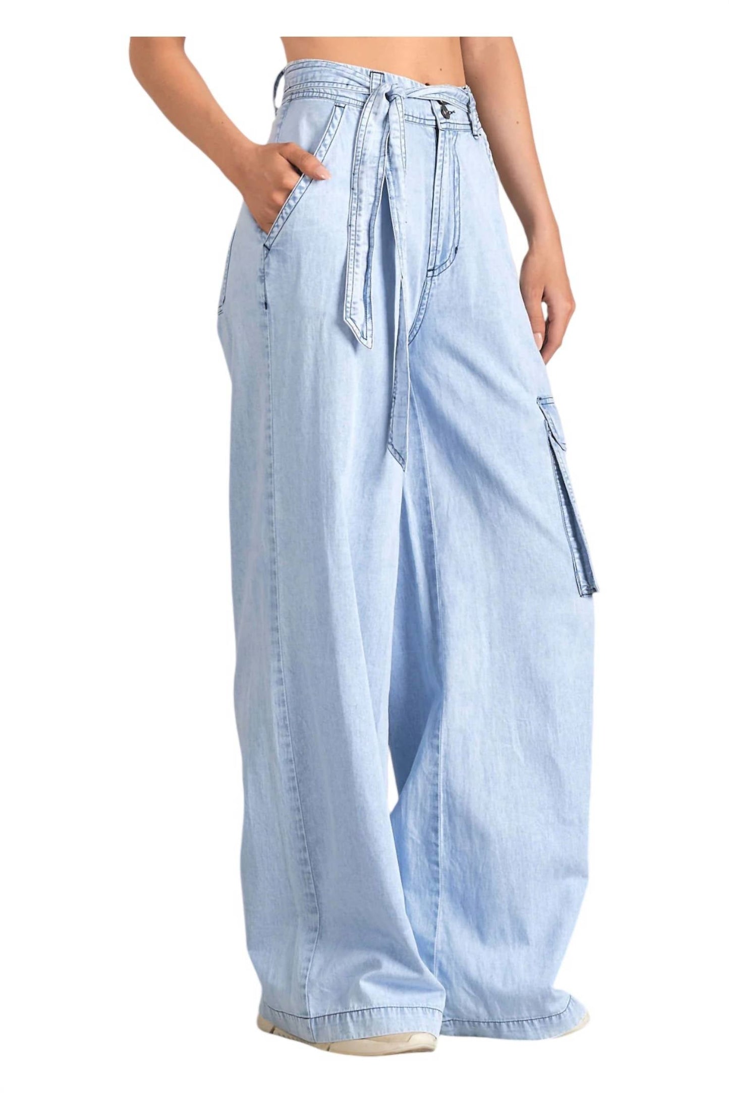 Elan - WIDE LEG CHAMBRAY PANTS