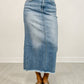 Risen - High-rise Frayed Long Denim Pencil Skirt