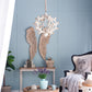 6 Light White Wood and Iron Chandelier with Adjustable Chain