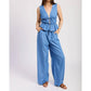En Saison - High-rise Relaxed Chambray Pant