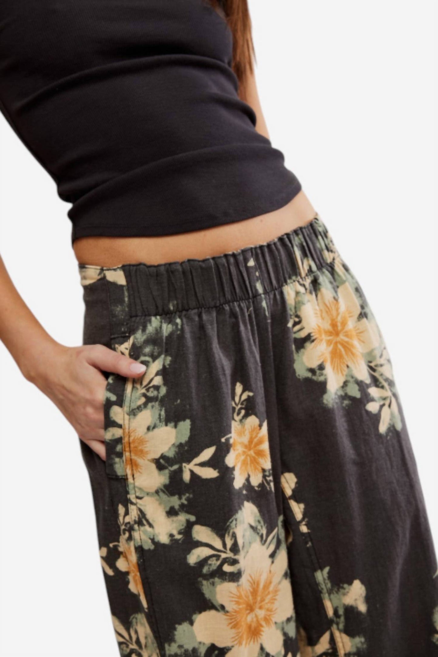 Free People - Days End Printed Linen Pull On Pants