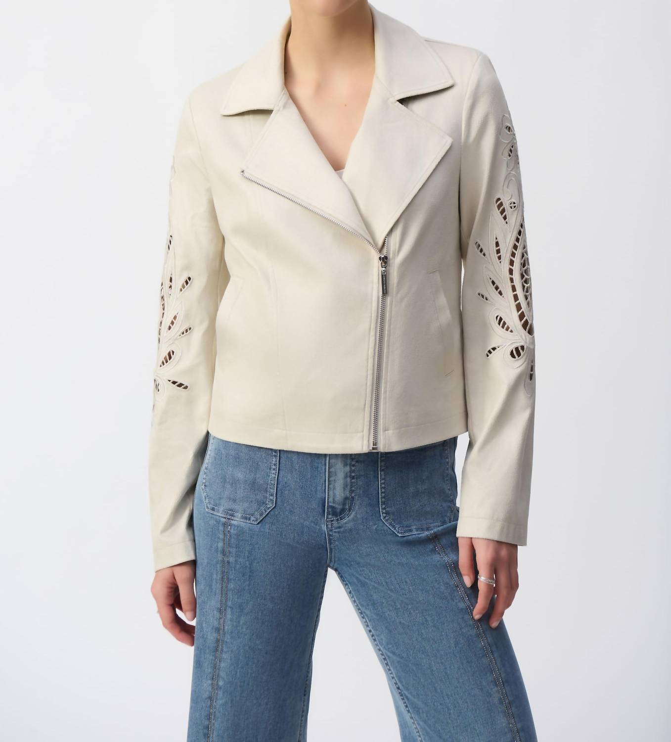 Joseph Ribkoff - Foiled Faux Suede Moto Jacket