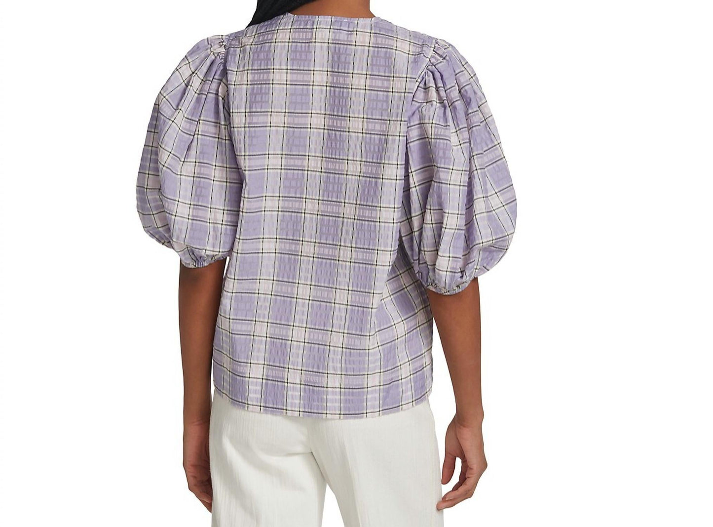 Ganni - Seersucker Check Top