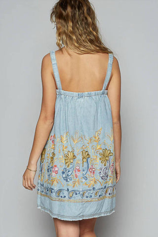 Pol - Embroidered Denim Dress