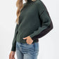 Blu Pepper - Color Block Mock Neck Exposed Seam Knit Sweater