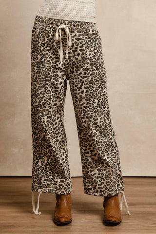 Bibi - Leopard Print Drawstring Pants
