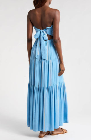 Elan - Embroidered Stripe Tiered Dress