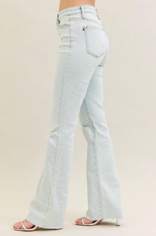 Judy Blue - Mid Rise Destroyed Fray Hem Bootcut Jeans