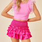 Day + Moon - Smocked Waist Ruffle Mini Skirt