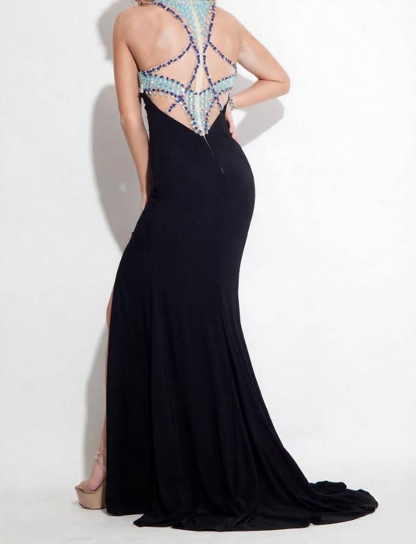 Rachel Allan - Halterneck Jersey Evening Gown