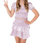 Cheryl Creations - Teen's Satin Smocked Puff Sleeve Skirt Set