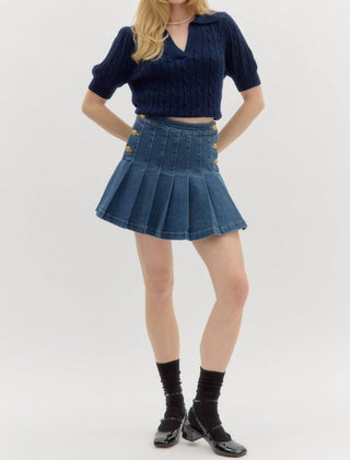 Entro - Denim Pleated Skirt