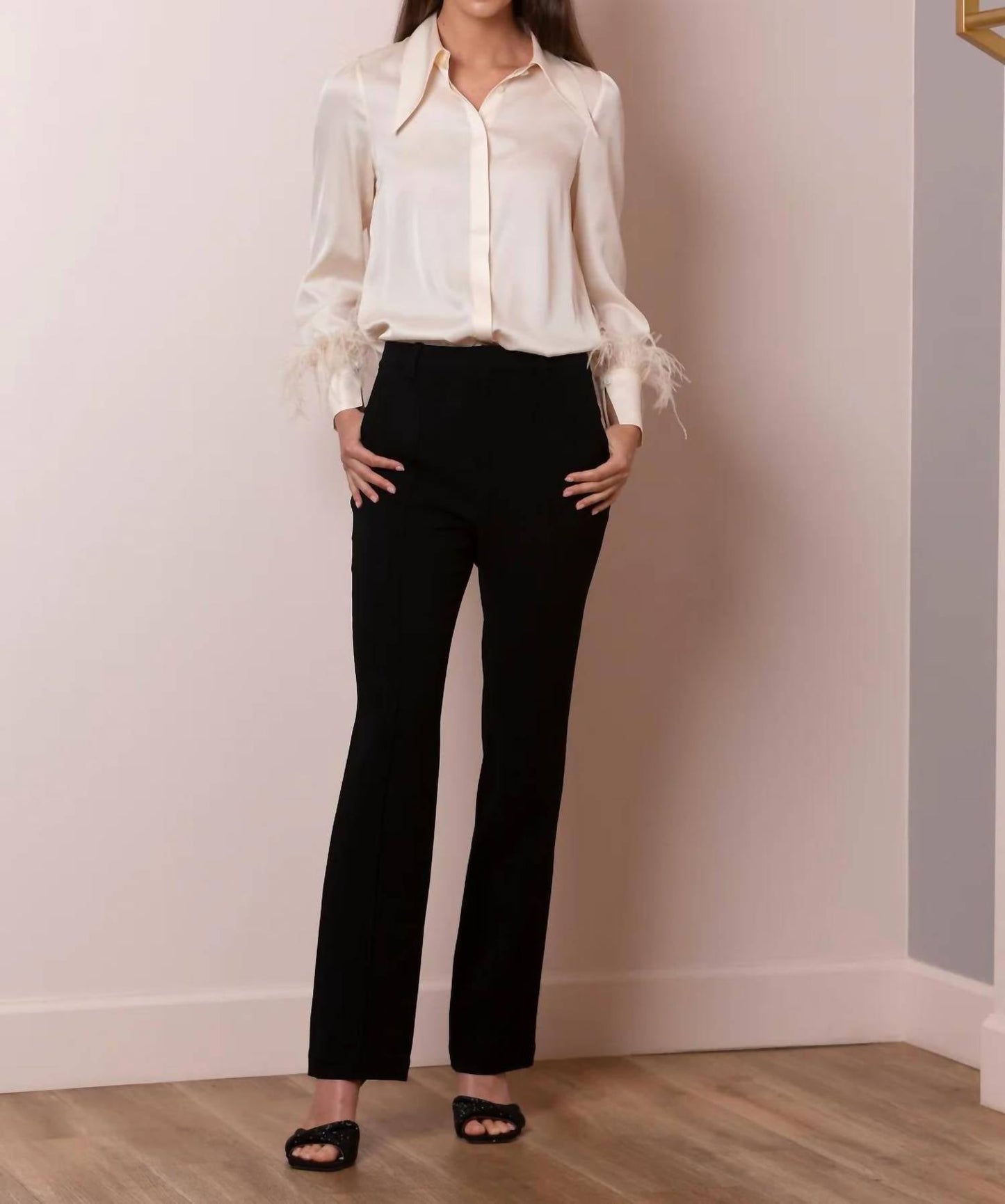Jessie Liu - Silk Blouse with Feathers