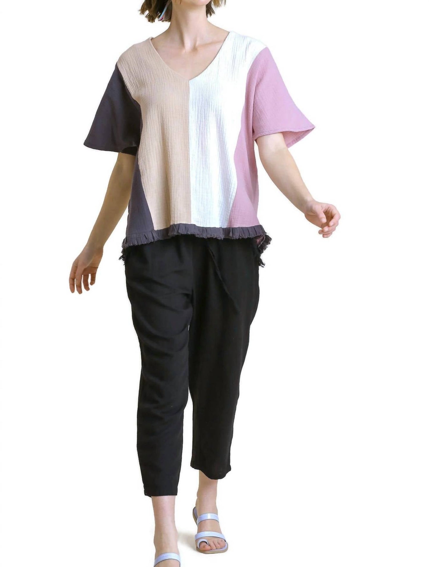 Umgee - Color Block Gauze Top