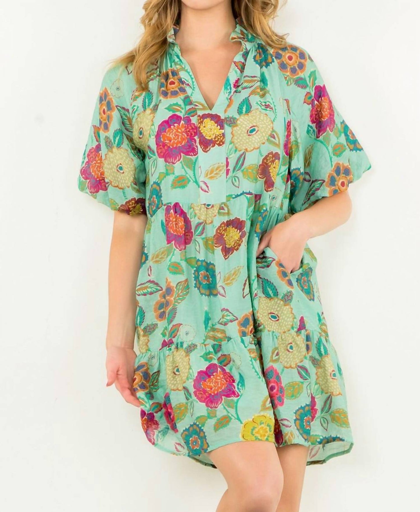 Thml - Hibiscus Puff Sleeve Floral Dress
