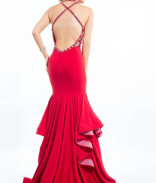 Rachel Allan - Beaded Halter Neck Jersey Prom Gown