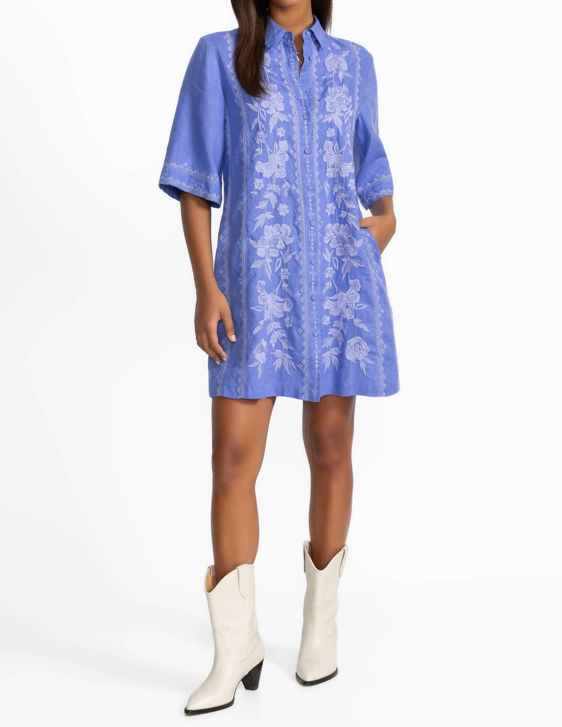 Johnny Was - CAMILLE KIMONO SLEEVE LINEN SHIRT DRESS