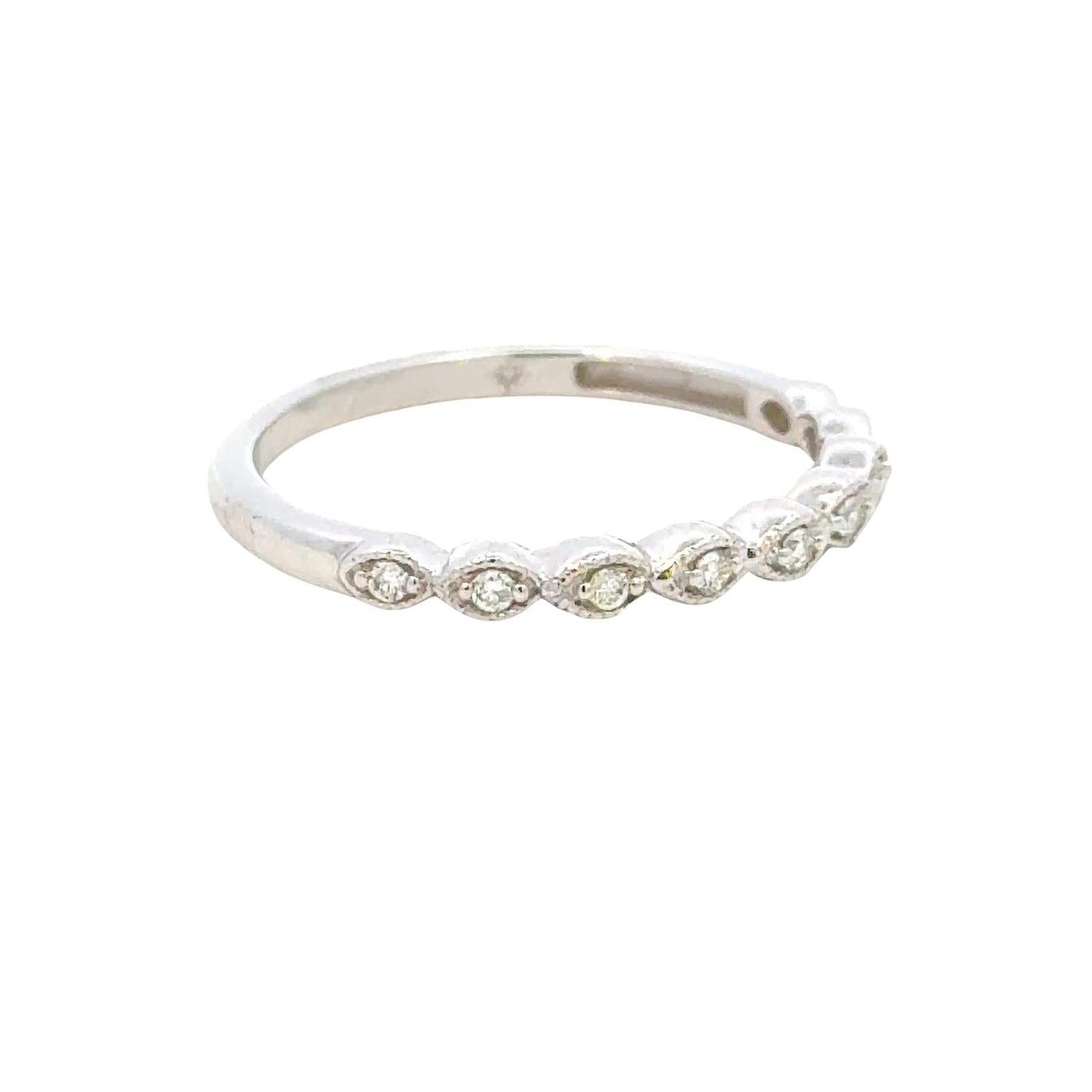 Aamiaa - 0.09 Carat Natural Diamond Milgrain Bezel Band - Size 6.5