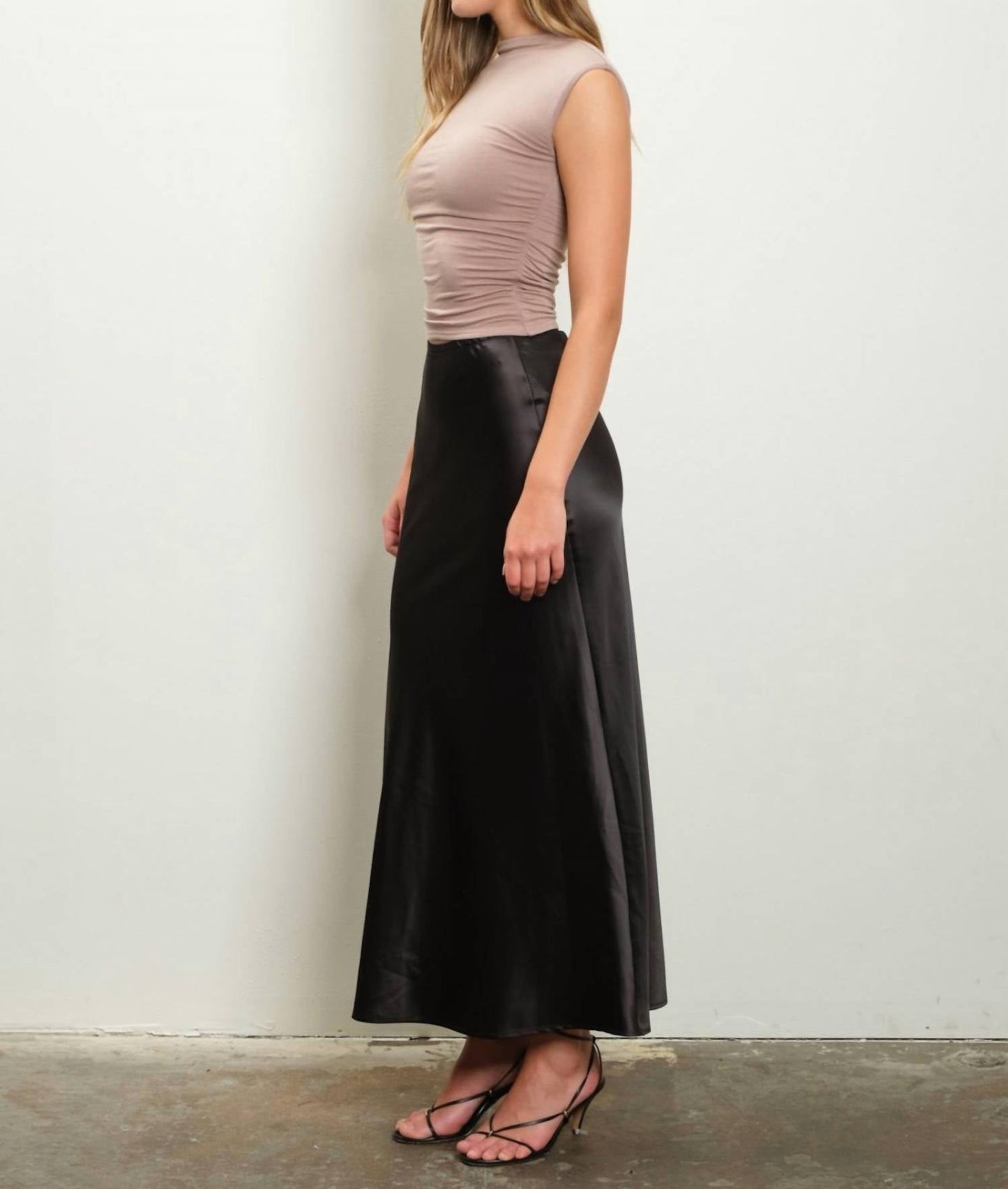 Blu Pepper - Midnight Charmeuse Slip Skirt