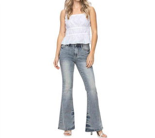 Judy Blue - Tinted Pin Tack Flare Jeans