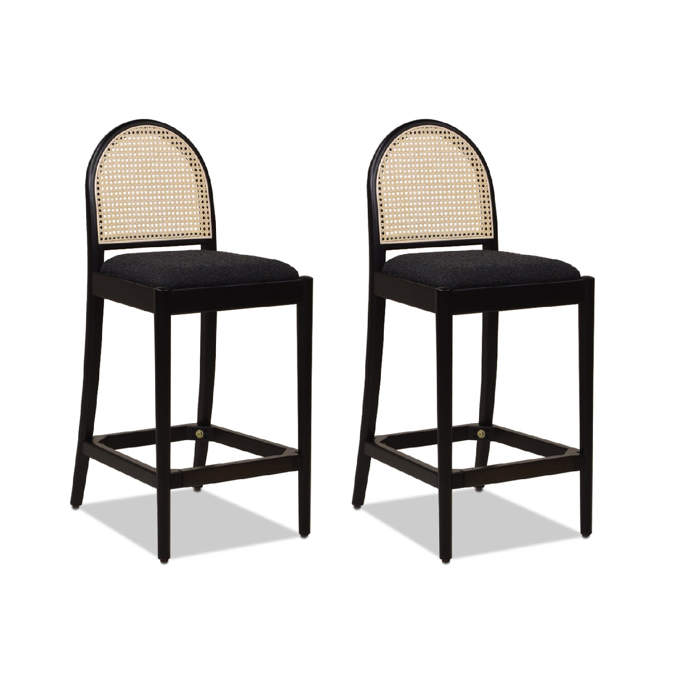 Arlin Upholstered Stool with Curved Back and Footrest - Set of 2