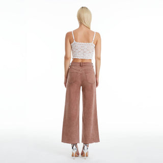 Bayeas - High Rise Wide Leg Twill Pants