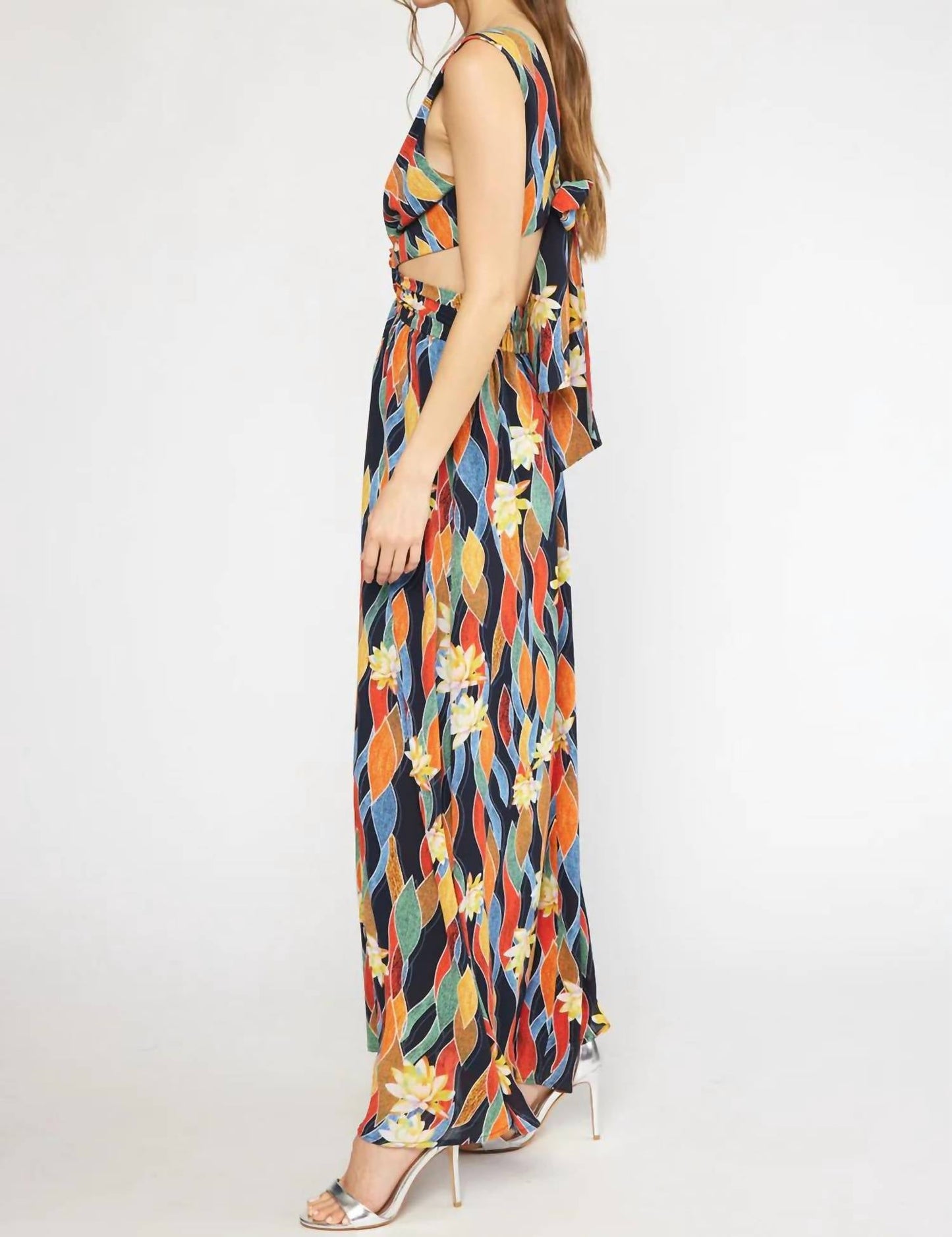 Entro - Tropical Maxi Dress With Cut Outs