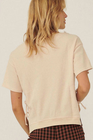 Promesa - Ties That Bind Side-tie Thermal Waffle Tee