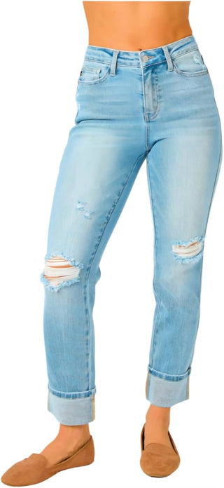 Judy Blue - Mid Rise Star Pocket Boyfriend Jeans