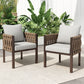 2 Pieces Outdoor Metal Patio Club Chair with Cushions
