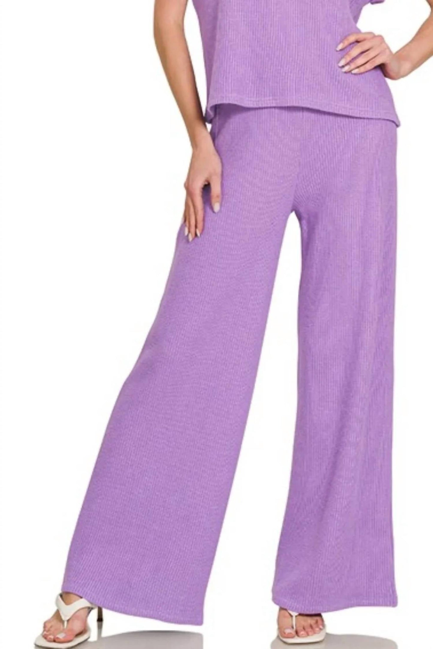 Trendsi - Zenana Rolled Sleeve Top and Pants Sweater Set